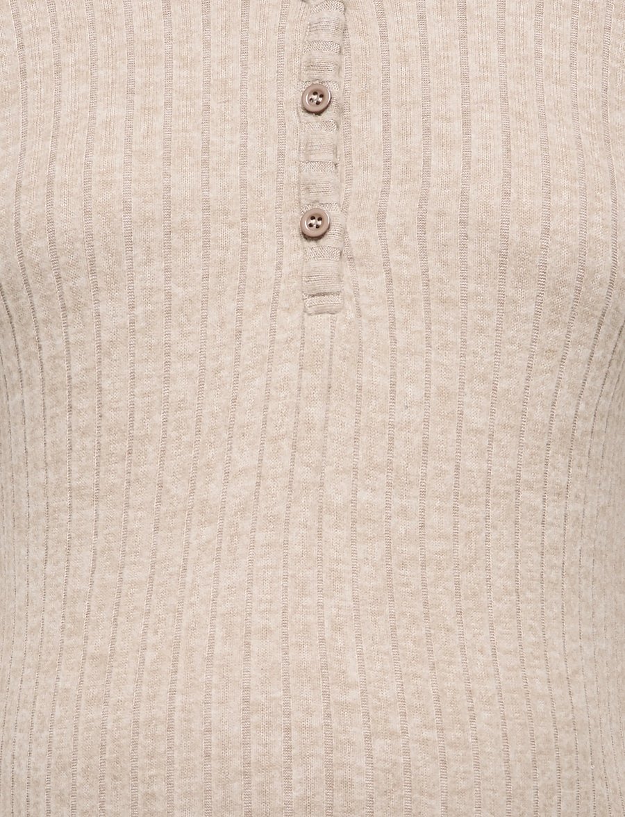 Only Maternity - OLMLOLA L/S V-NECK BTN RIB TOP JRS - long-sleeved tops - mocha meringue - 3