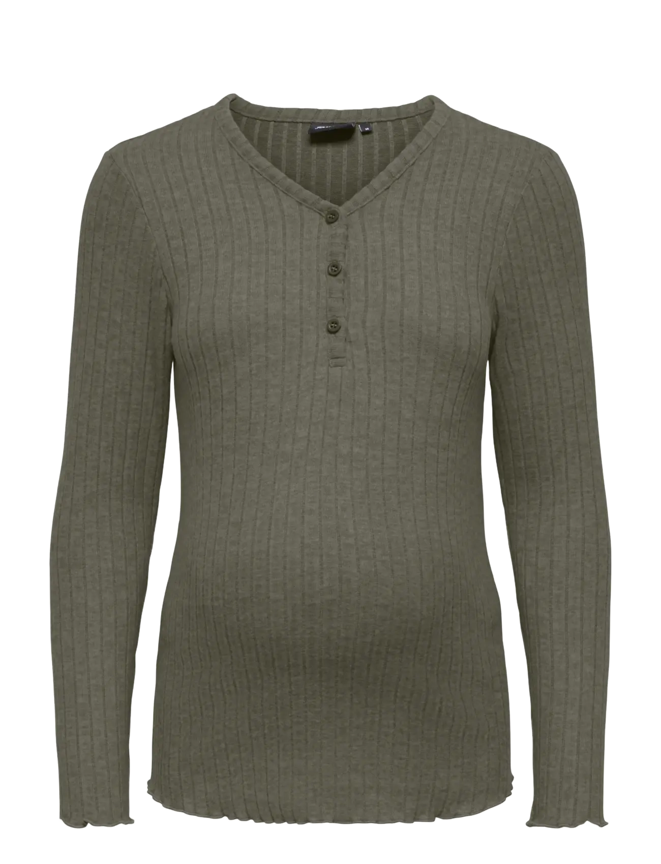Only Maternity OLMLOLA L/S V-NECK BTN RIB TOP JRS - T-Shirts & Tops - SMOKEY OLIVE / khaki/green
