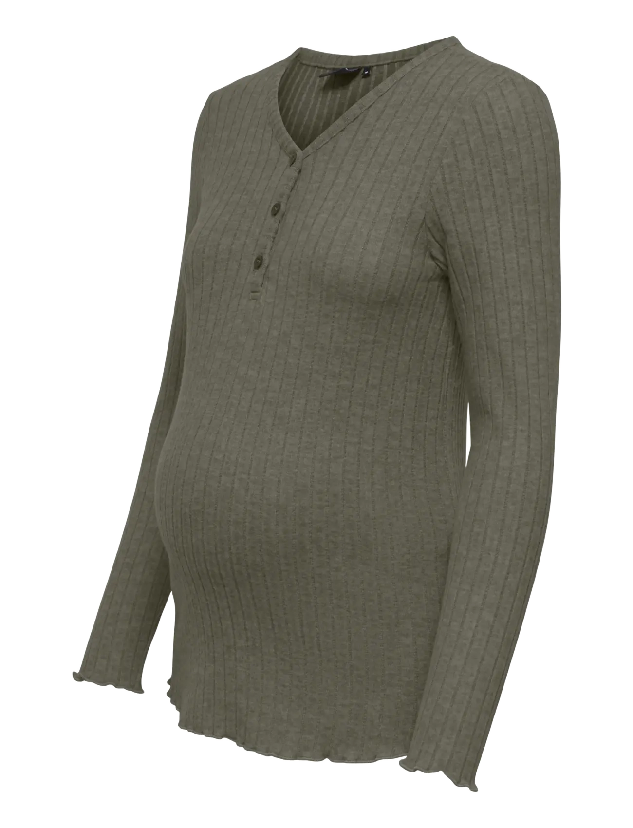 Only Maternity - OLMLOLA L/S V-NECK BTN RIB TOP JRS - smokey olive - 2