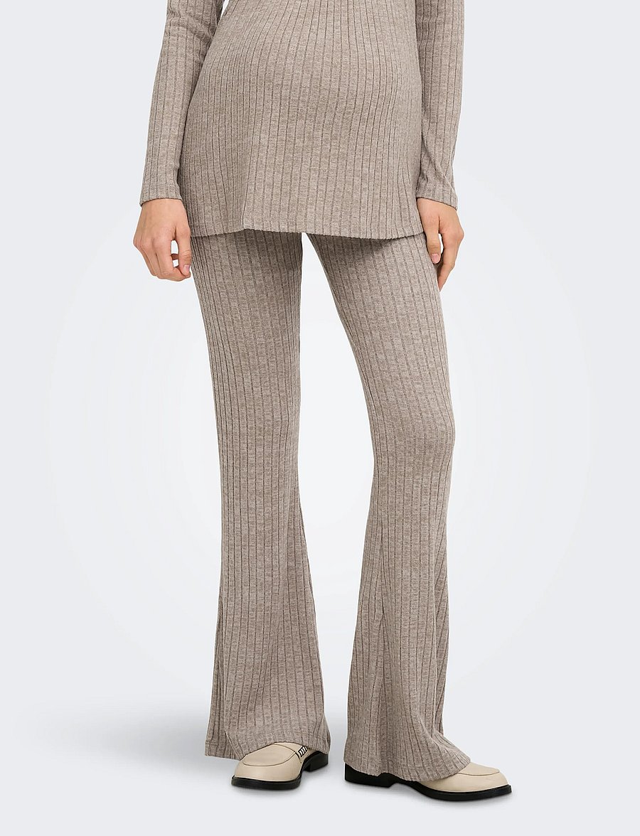 Only Maternity - OLMLOLA FLARED RIB PANT JRS - flares - mocha meringue - 0