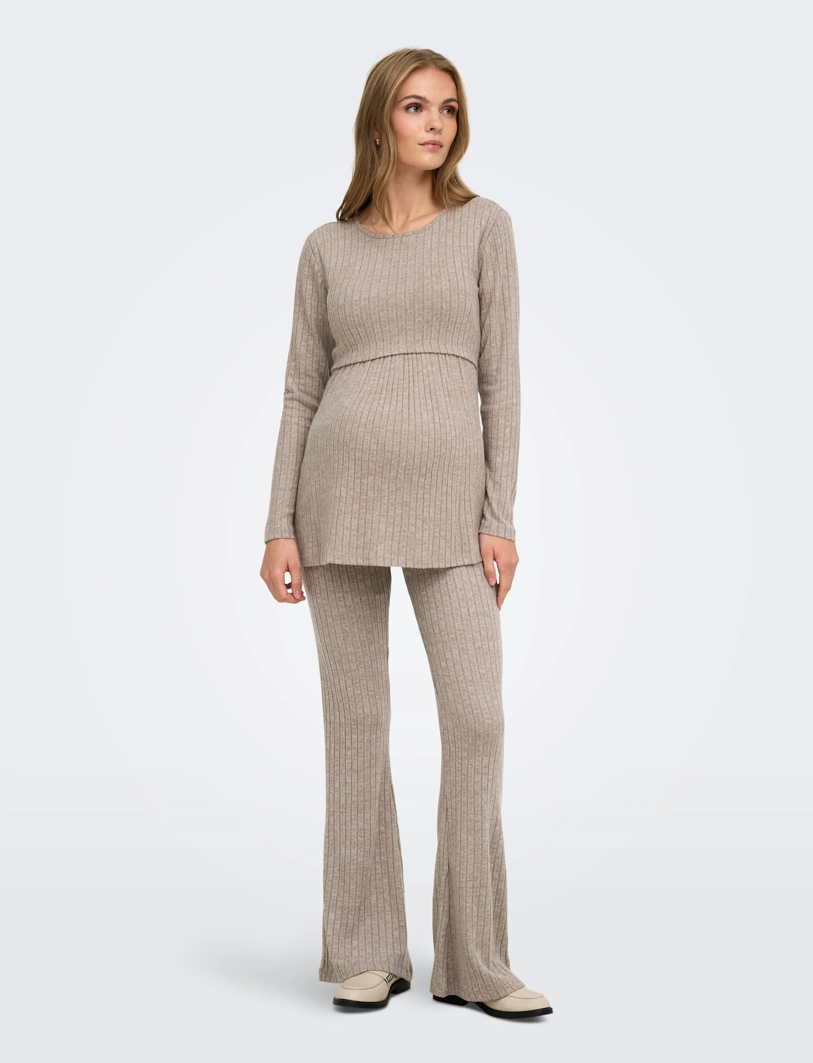 Only Maternity - OLMLOLA FLARED RIB PANT JRS - lowest prices - mocha meringue - 5
