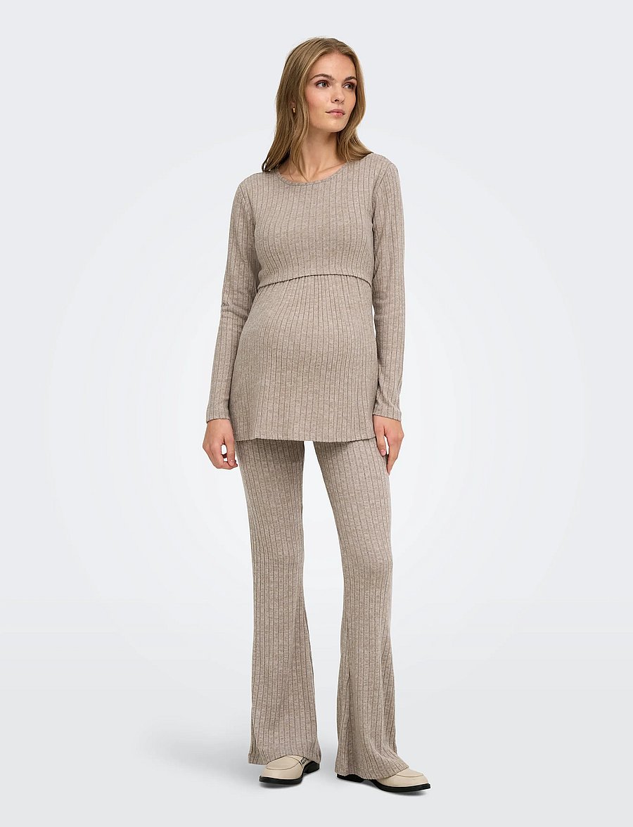 Only Maternity - OLMLOLA FLARED RIB PANT JRS - flares - mocha meringue - 5