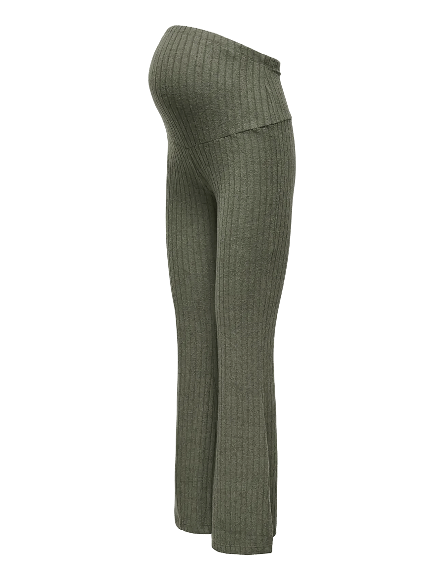 Only Maternity - OLMLOLA FLARED RIB PANT JRS - flare bukser - smokey olive - 2