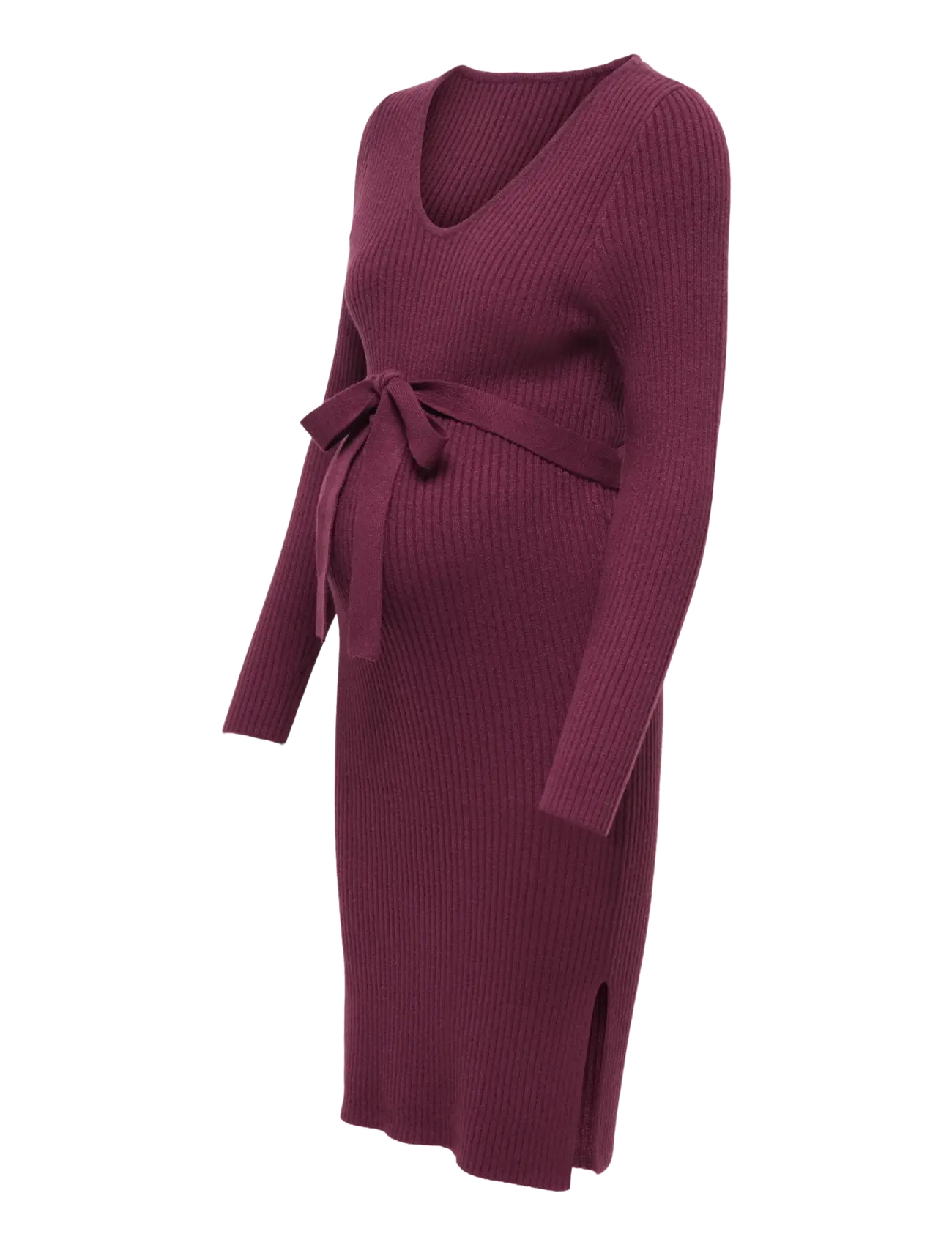 Only Maternity - OLMKATIA V-NECK MIDI BELT DRESS KNT - strikkjoler - fig - 2