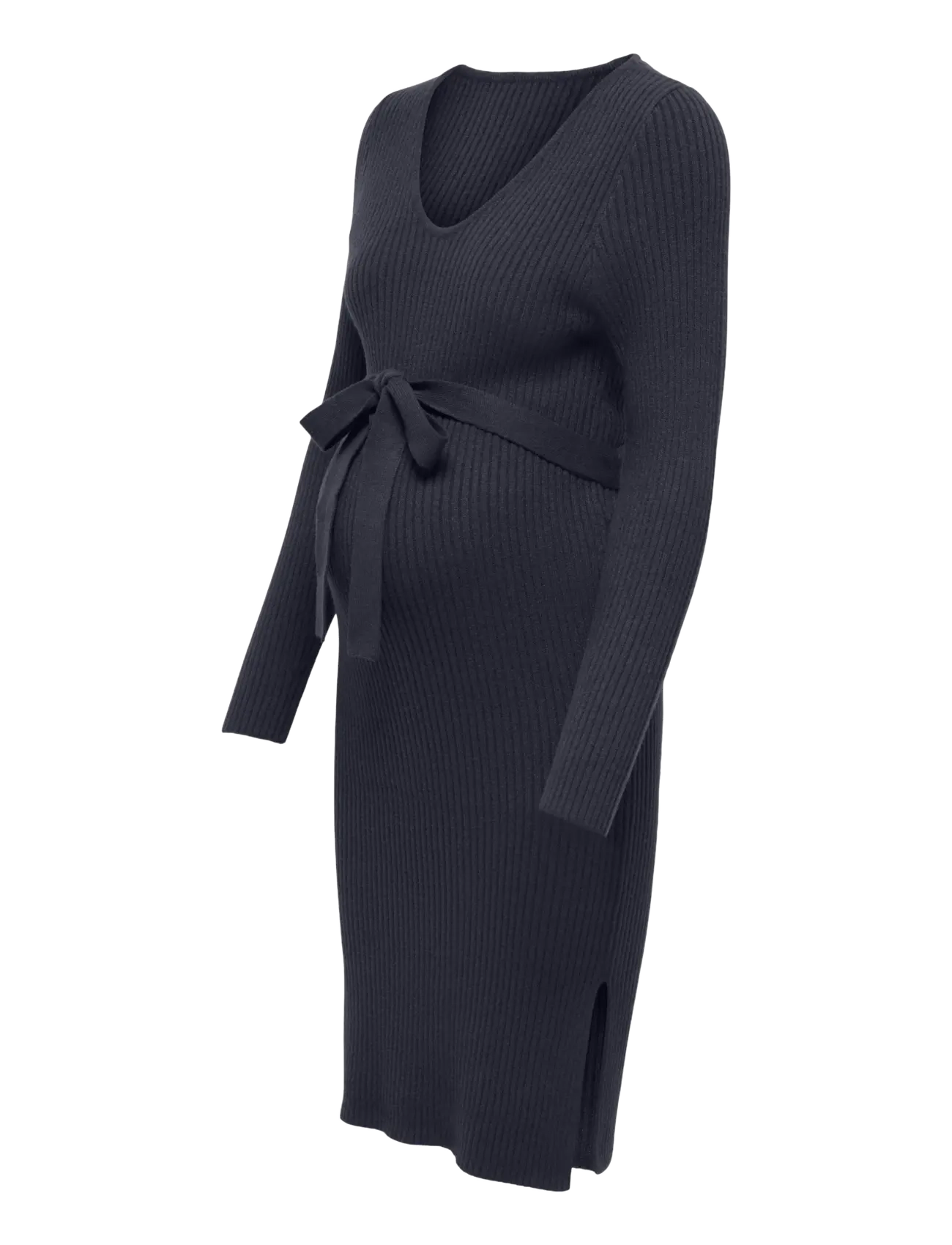 Only Maternity - OLMKATIA V-NECK MIDI BELT DRESS KNT - stickade klänningar - night sky - 2