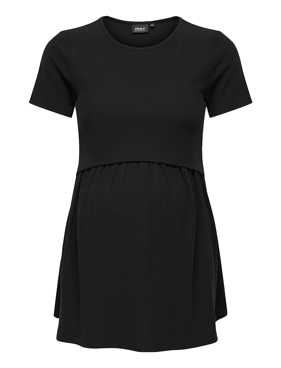 Only Maternity - OLMMALAYA BASE SS O-NECK NURSING TOP JRS - oberteile - black - 0