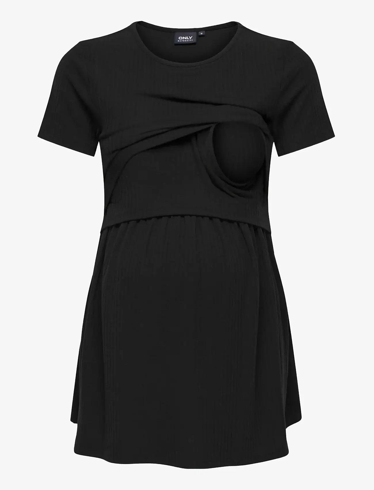 Only Maternity - OLMMALAYA BASE SS O-NECK NURSING TOP JRS - overdele - black - 2