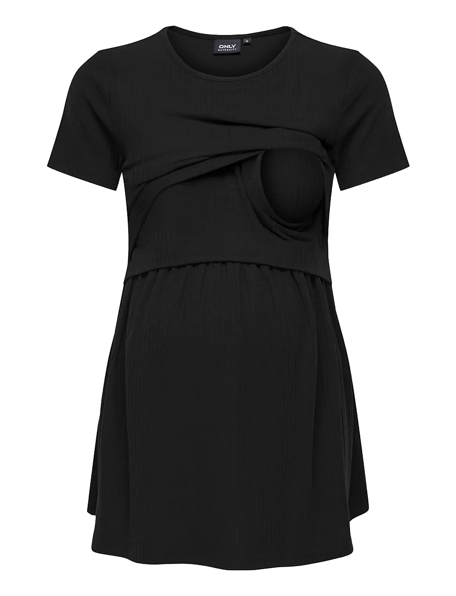 Only Maternity - OLMMALAYA BASE SS O-NECK NURSING TOP JRS - oberteile - black - 2