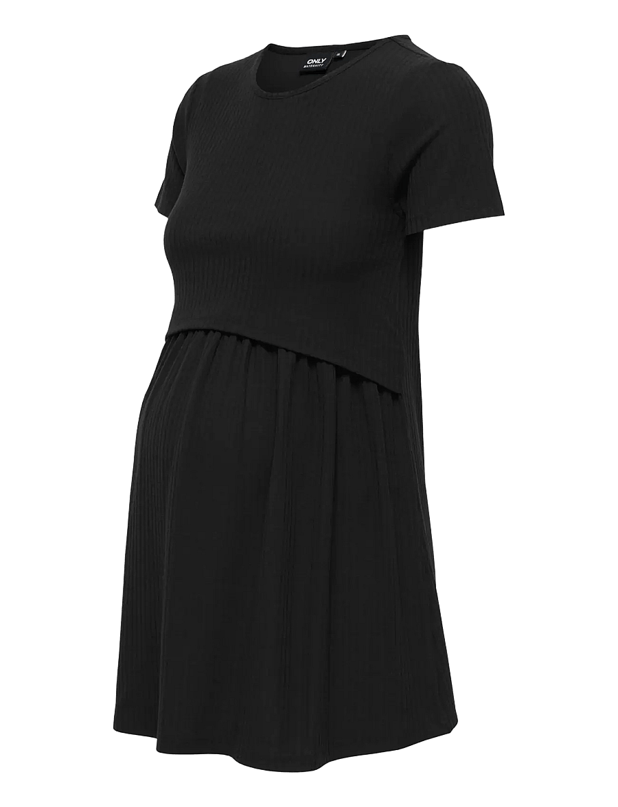 Only Maternity - OLMMALAYA BASE SS O-NECK NURSING TOP JRS - oberteile - black - 3