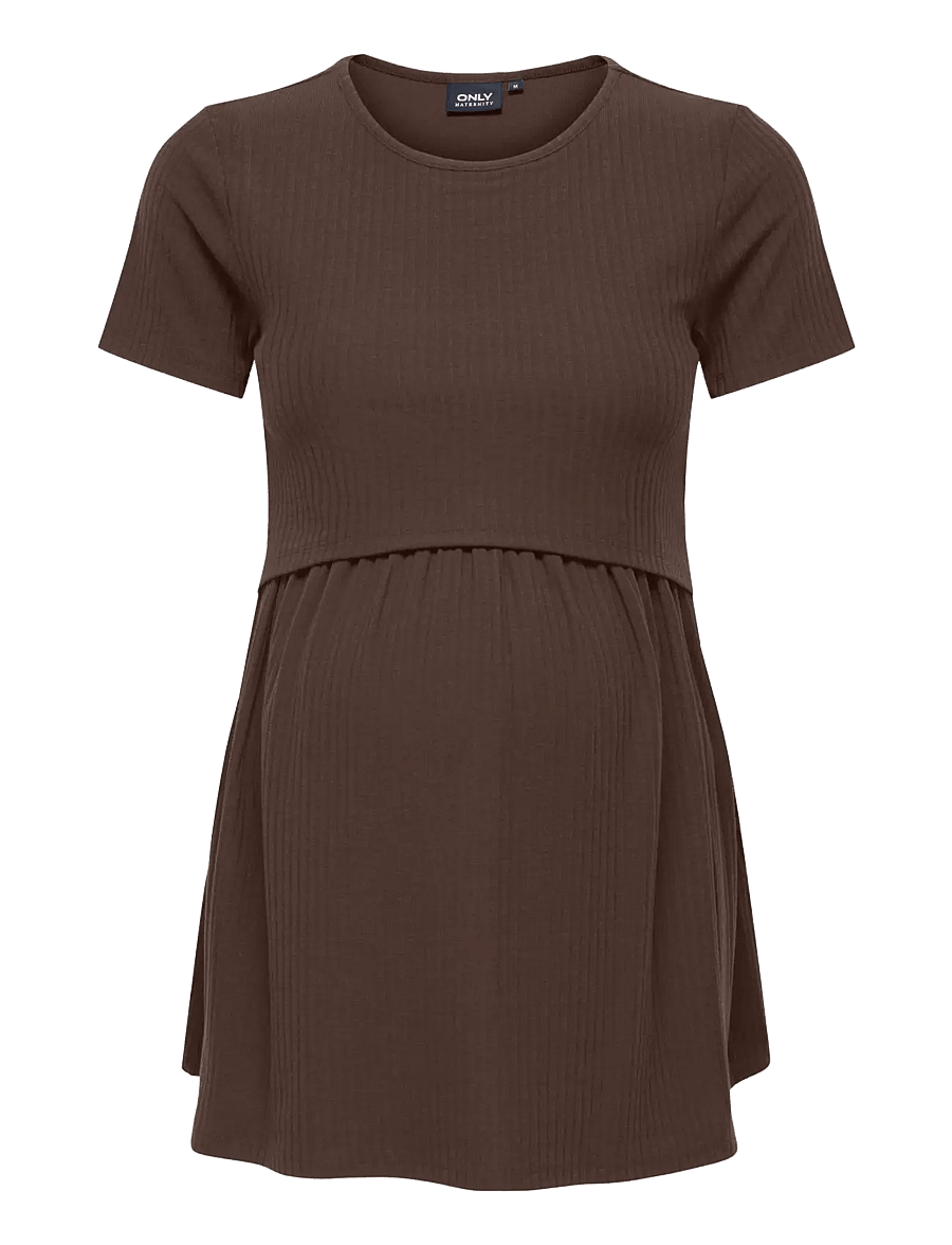 Only Maternity - OLMMALAYA BASE SS O-NECK NURSING TOP JRS - yläosat - bracken - 0