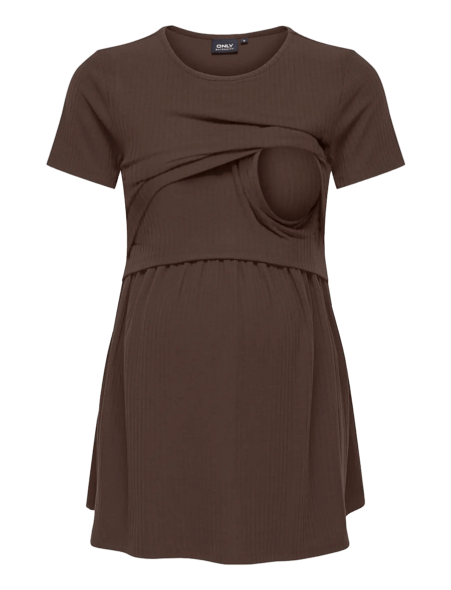 Only Maternity - OLMMALAYA BASE SS O-NECK NURSING TOP JRS - yläosat - bracken - 3
