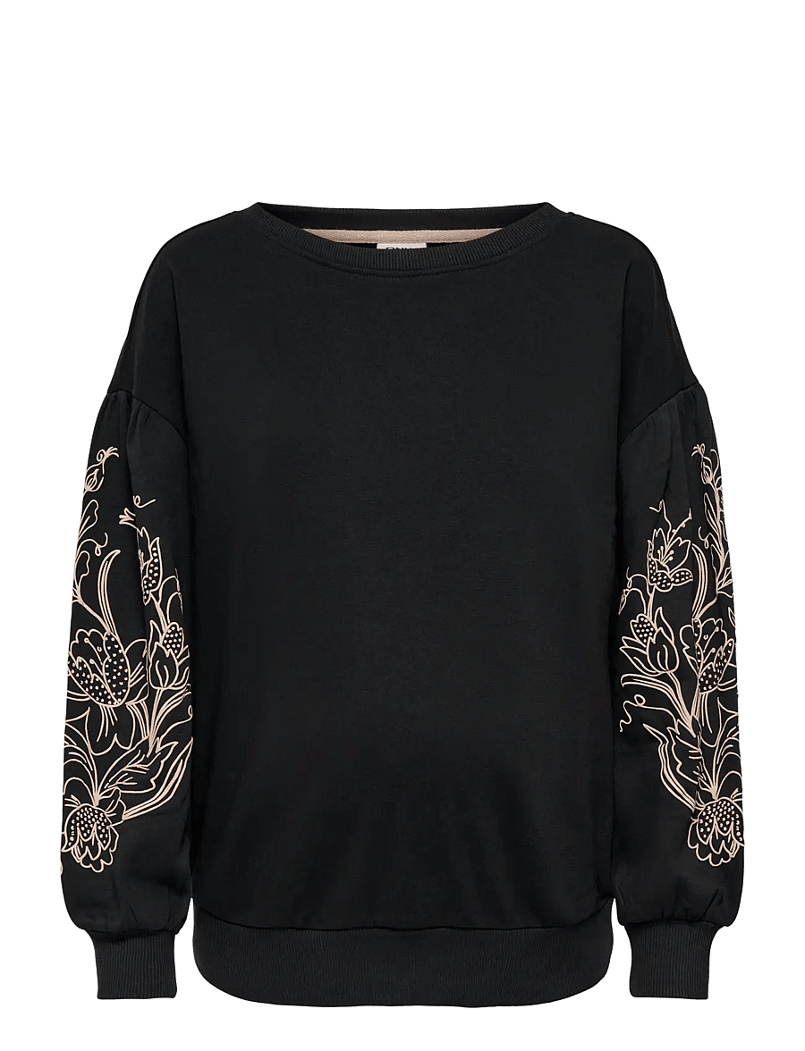 Only Maternity - OLMDEBORAH L/S BOATNECK SWEAT JRS - sweatshirts - black - 0