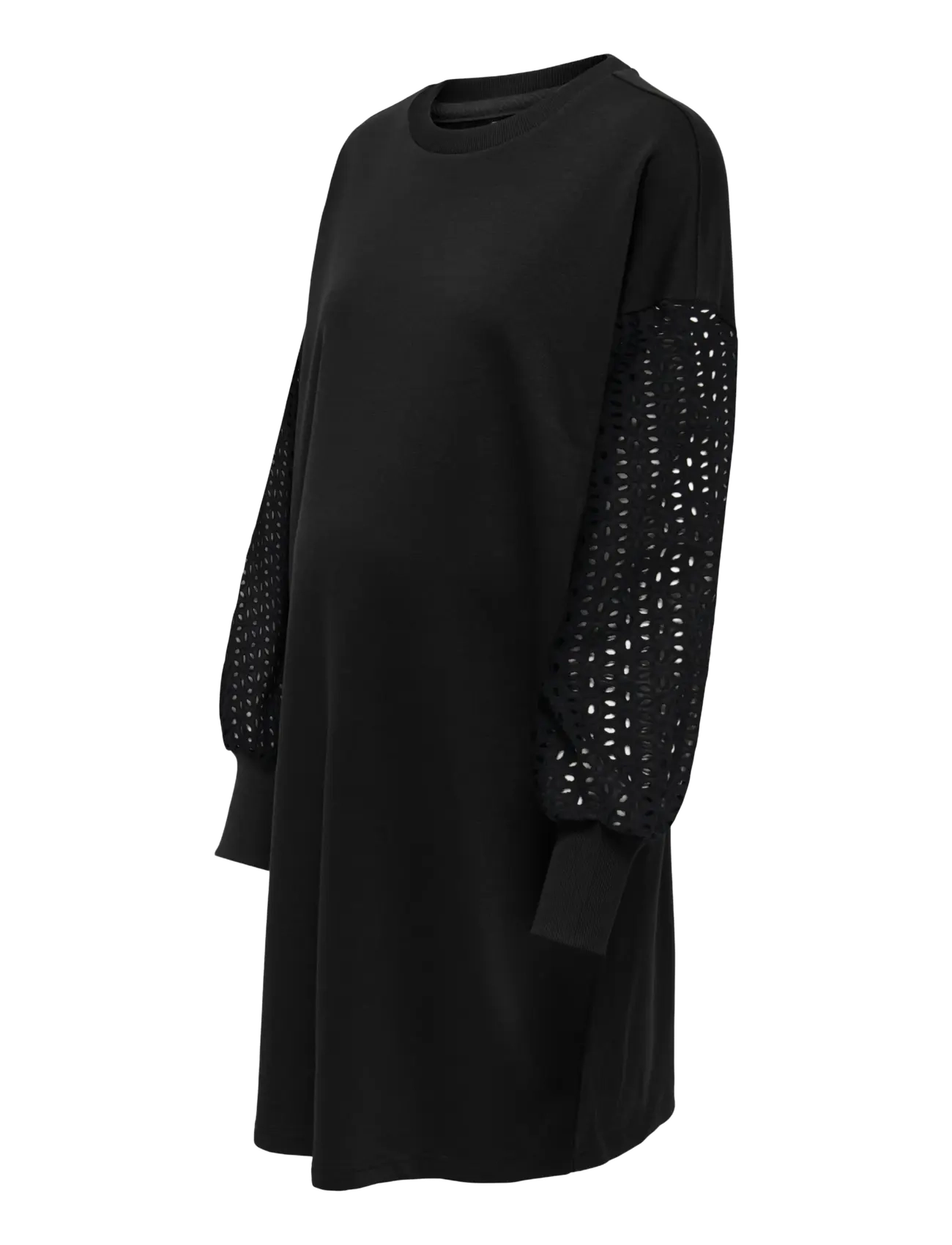 Only Maternity - OLMDONNA L/S MIX O-NECK MINI DRESS JRS - black - 2