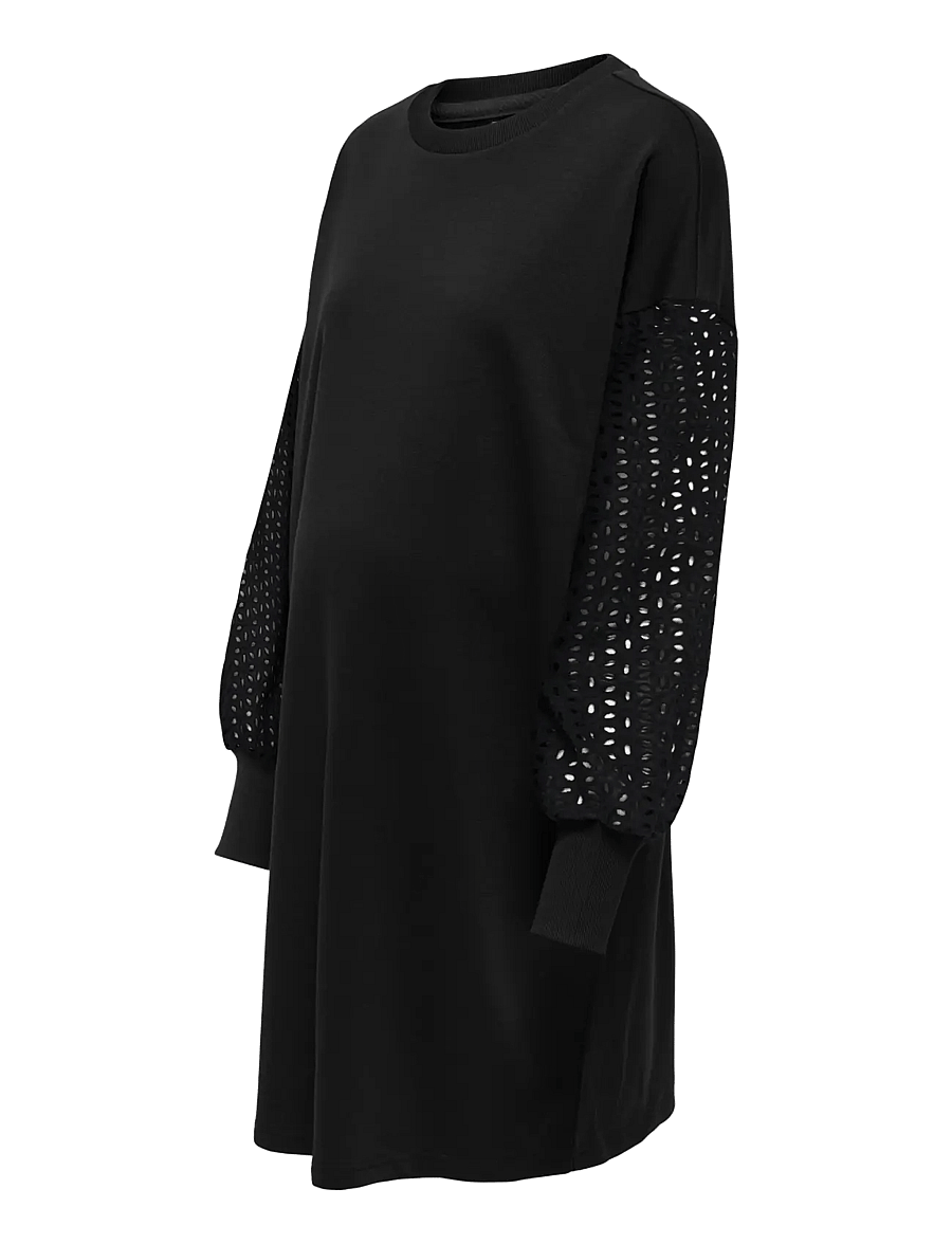 Only Maternity - OLMDONNA L/S MIX O-NECK MINI DRESS JRS - black - 2