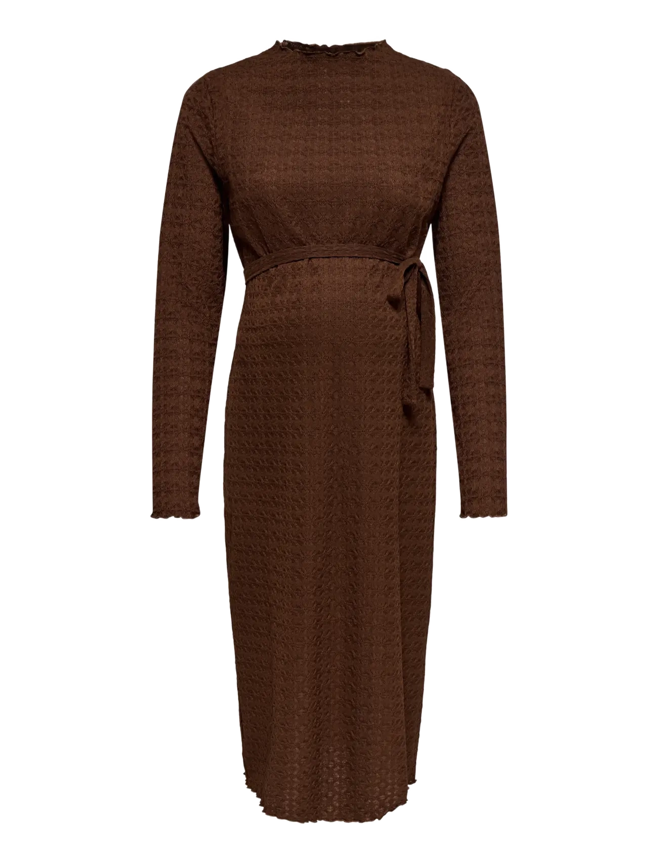 Only Maternity OLMNOMI LS HIGHNECK MIDAXI BELT DRESS JR - Midikleidid - CHOCOLATE FONDANT / brown