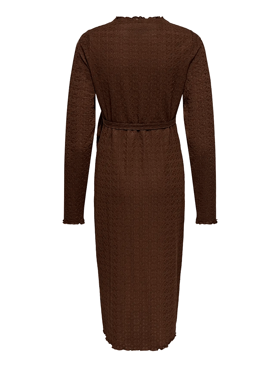 Only Maternity - OLMNOMI LS HIGHNECK MIDAXI BELT DRESS JR - midikleidid - chocolate fondant - 1