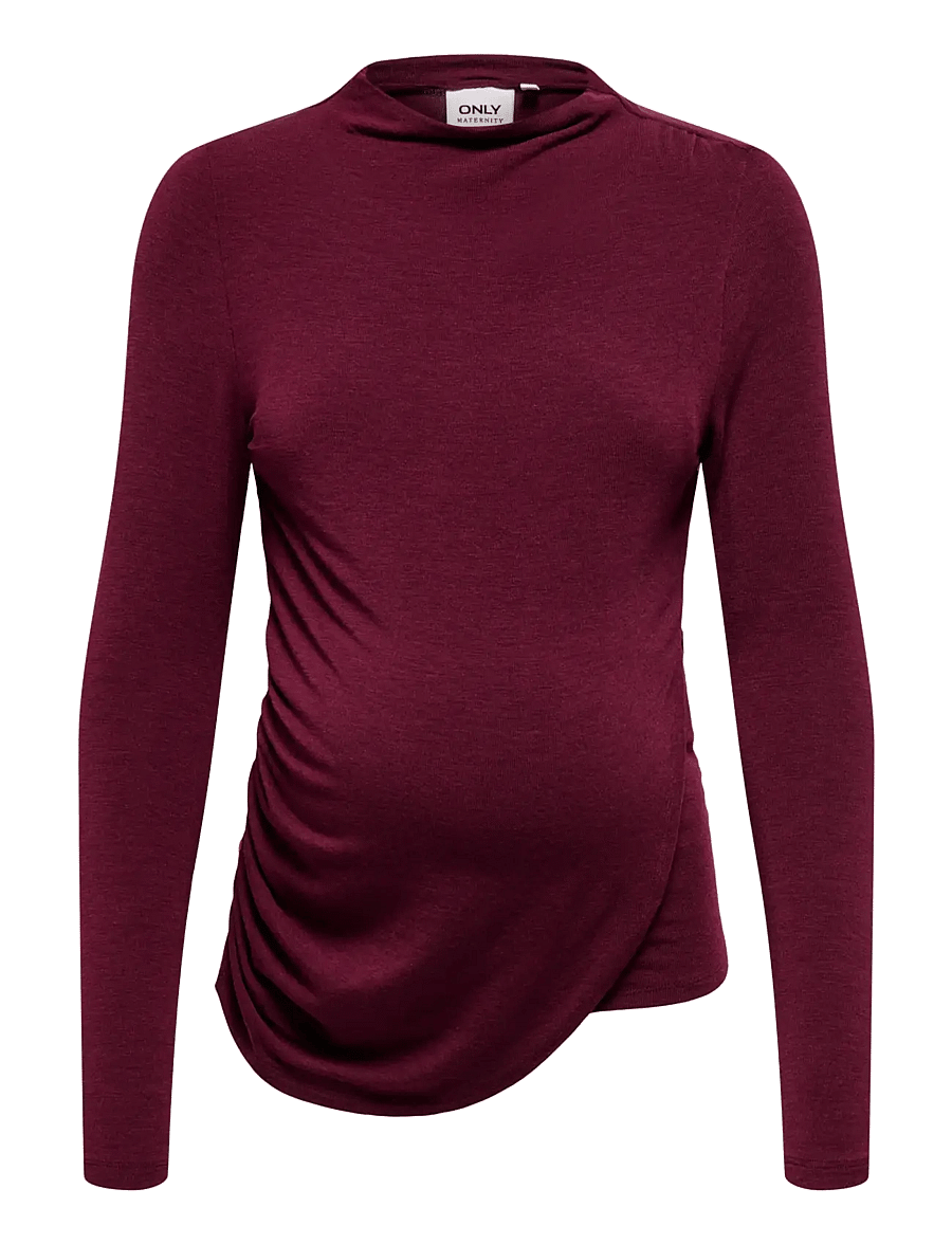 Only Maternity - OLMLAMOUR L/S RUCHING NURSING TOP JRS - oberteile - winetasting - 0
