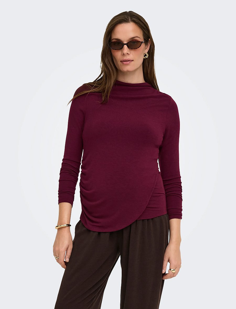 Only Maternity - OLMLAMOUR L/S RUCHING NURSING TOP JRS - tops - winetasting - 0