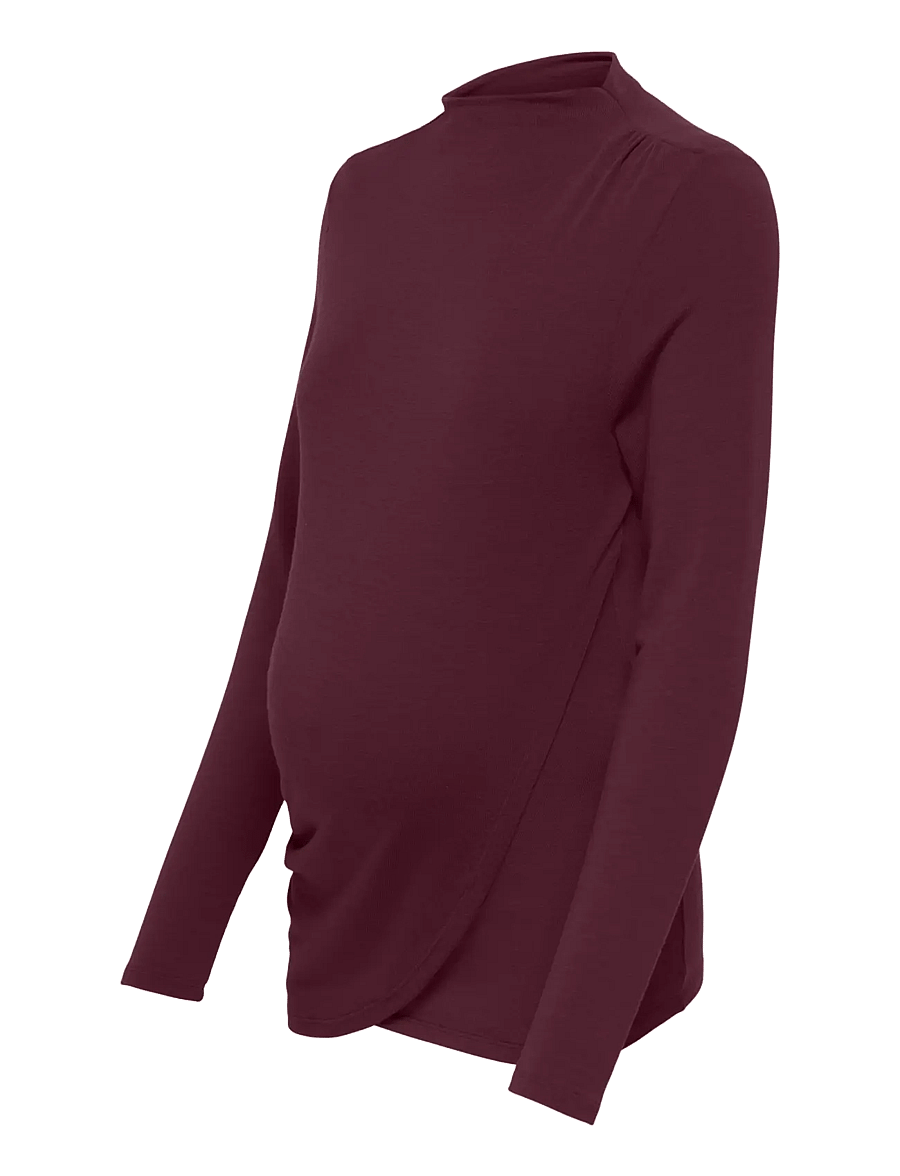 Only Maternity - OLMLAMOUR L/S RUCHING NURSING TOP JRS - winetasting - 2