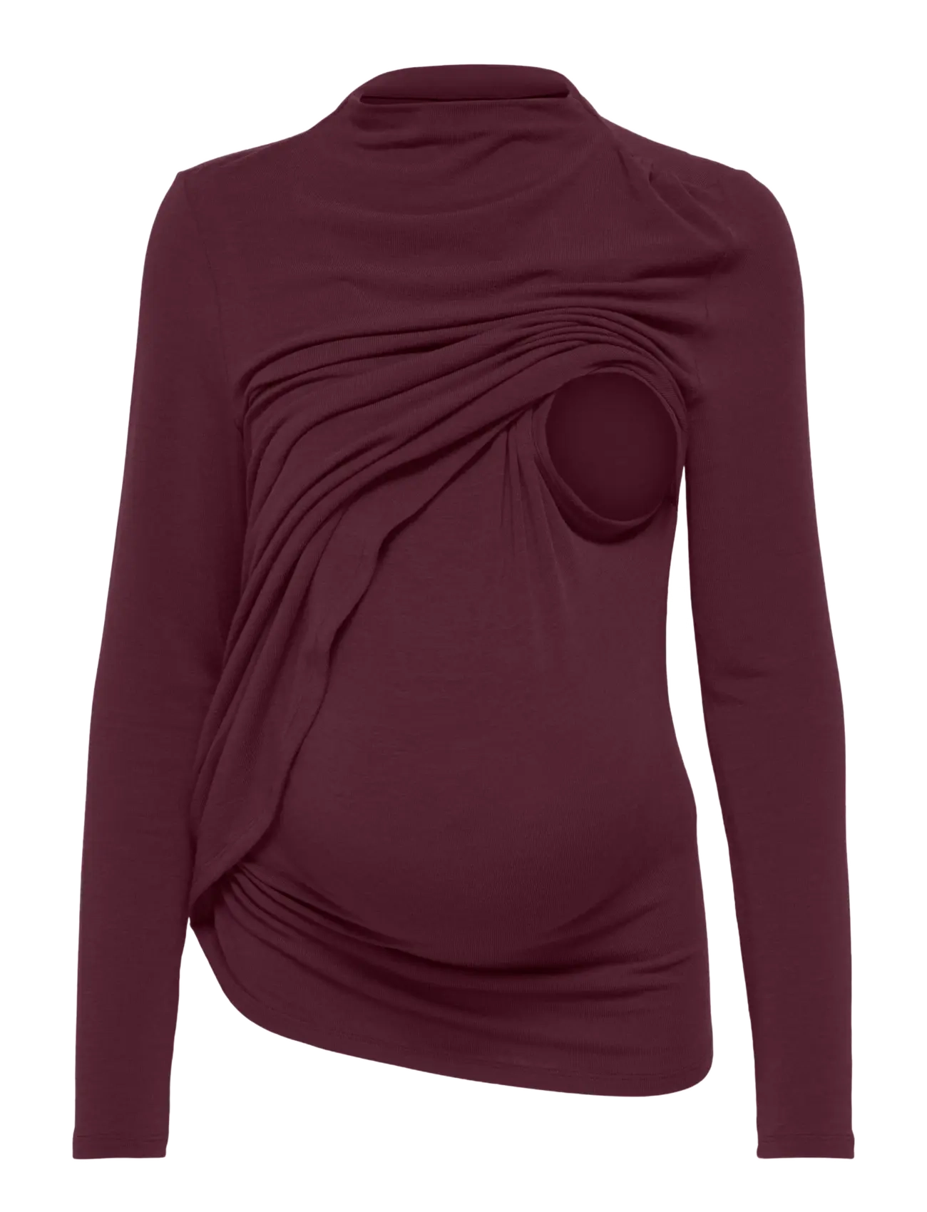 Only Maternity - OLMLAMOUR L/S RUCHING NURSING TOP JRS - winetasting - 3