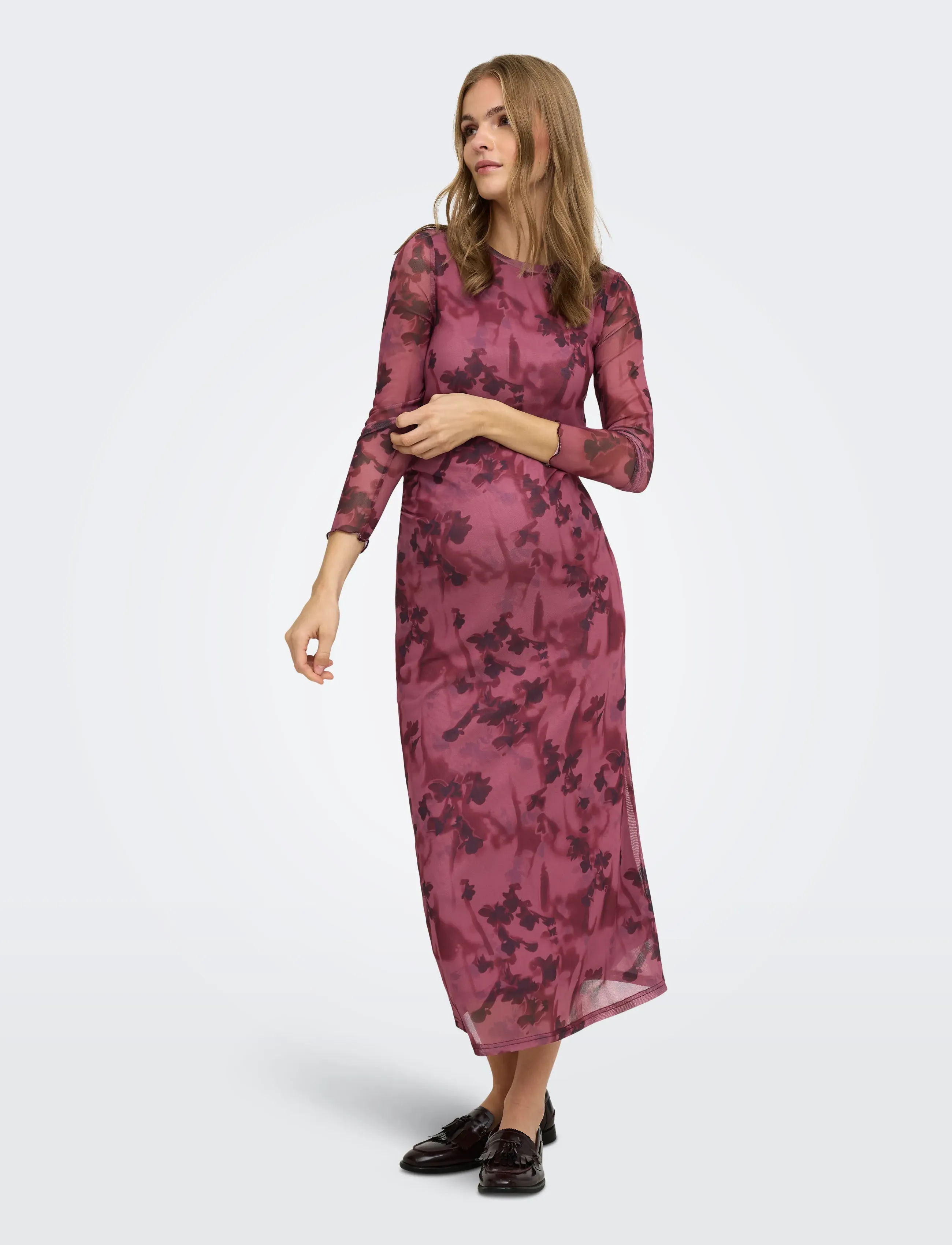 Only Maternity OLMJUNGLE L/S O-NECK MIDAXI DRESS JRS - rumba red - Ventetøj - RUMBA RED / burgundy