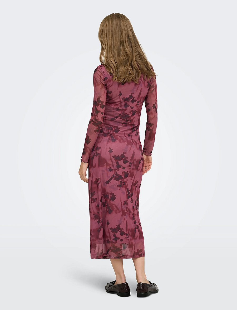 Only Maternity - OLMJUNGLE L/S O-NECK MIDAXI DRESS JRS - rumba red - 4