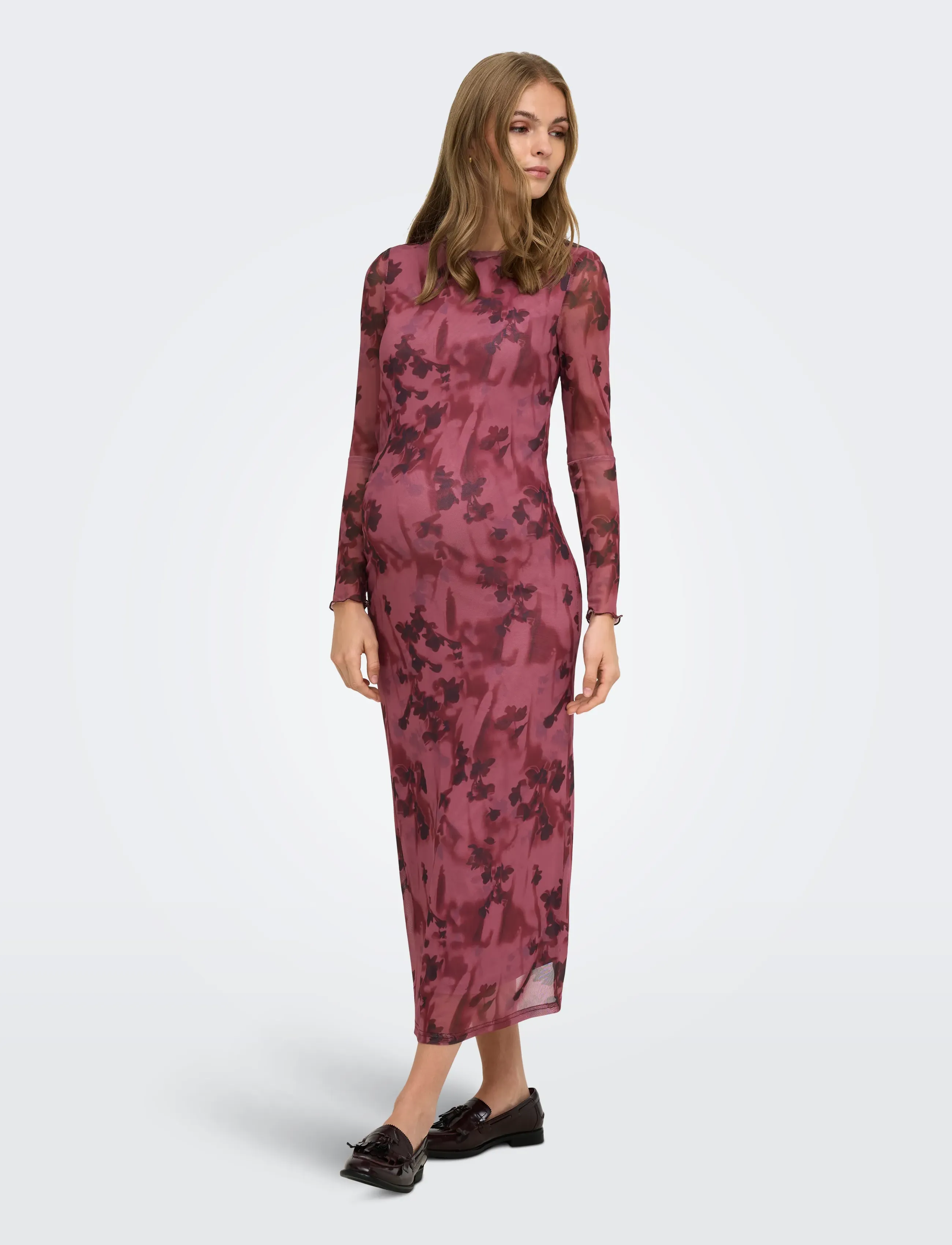 Only Maternity - OLMJUNGLE L/S O-NECK MIDAXI DRESS JRS - rumba red - 5