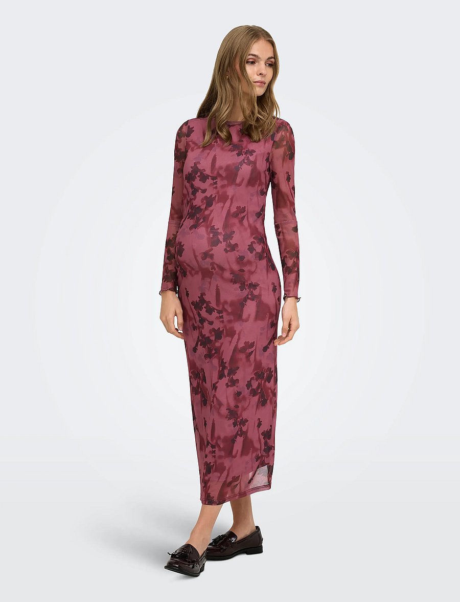Only Maternity - OLMJUNGLE L/S O-NECK MIDAXI DRESS JRS - rumba red - 5