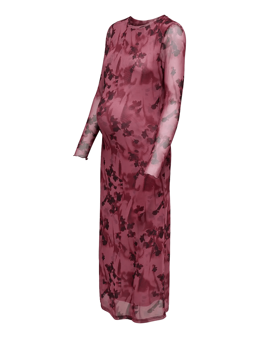 Only Maternity - OLMJUNGLE L/S O-NECK MIDAXI DRESS JRS - rumba red - 3