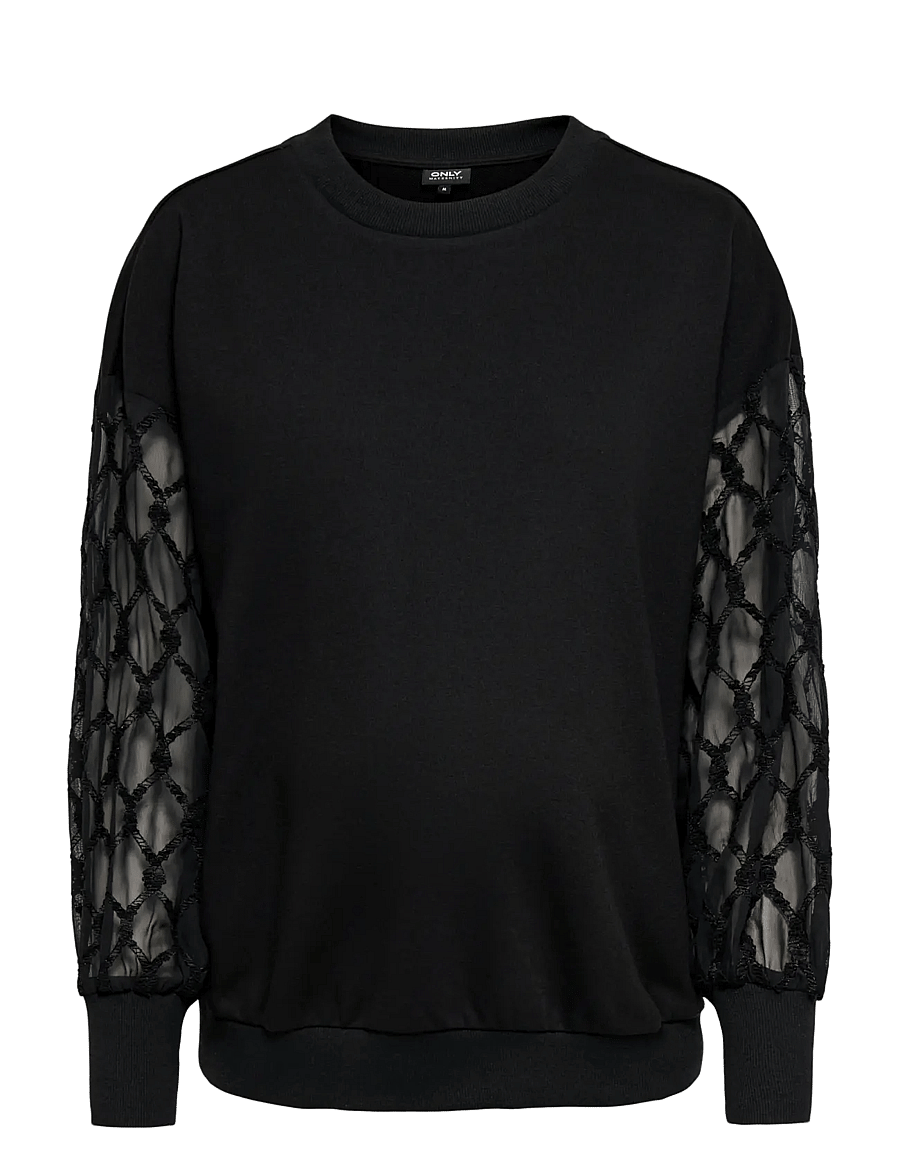 Only Maternity - OLMNOMI L/S O-NECK MIX SWT JRS - tops - black - 1