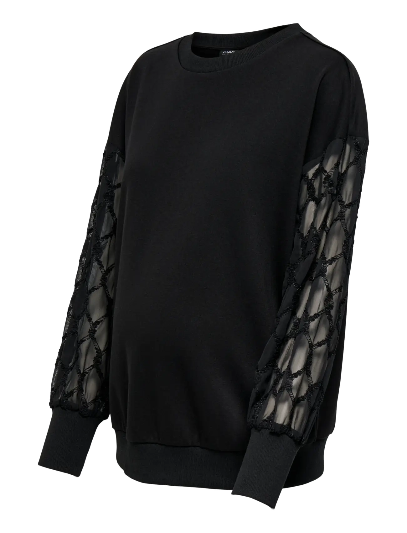 Only Maternity - OLMNOMI L/S O-NECK MIX SWT JRS - tops - black - 3