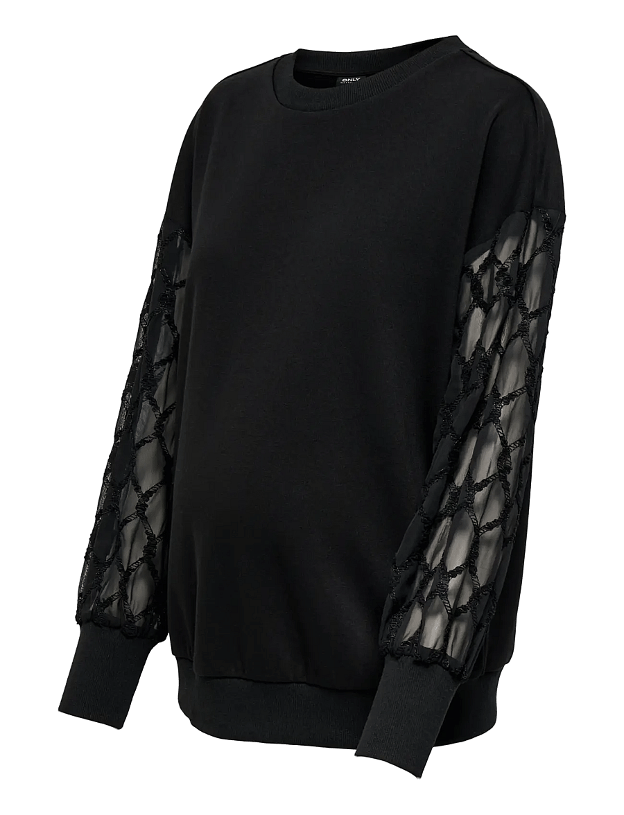 Only Maternity - OLMNOMI L/S O-NECK MIX SWT JRS - tops - black - 3