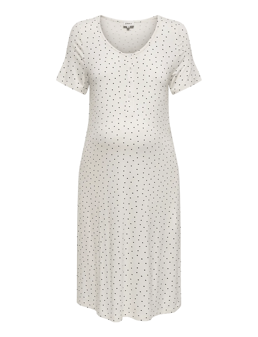 Only Maternity - OLMNINA SS ONECK PLACKET MIDI DRESS JRS - t-shirtkjoler - cloud dancer - 0