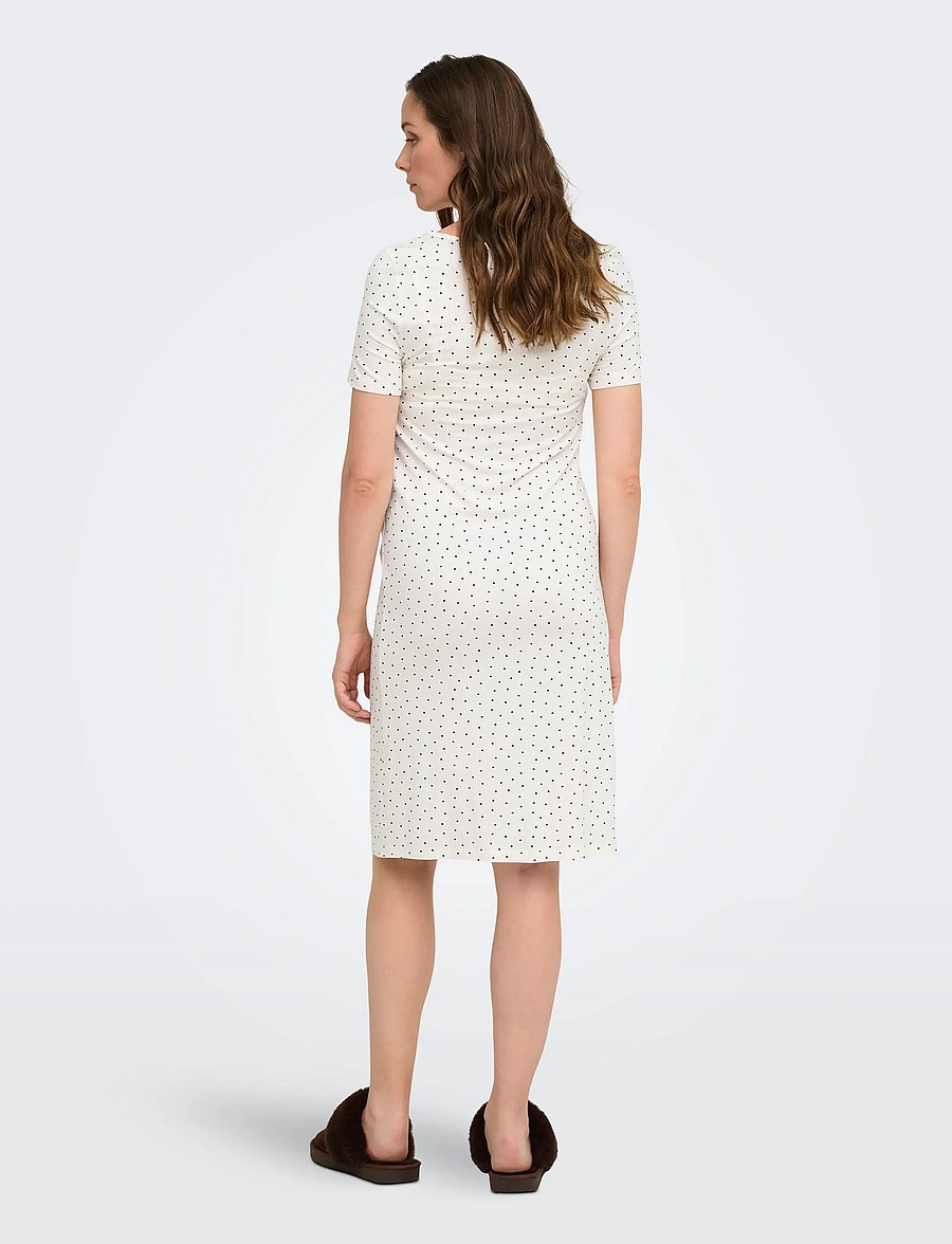 Only Maternity - OLMNINA SS ONECK PLACKET MIDI DRESS JRS - t-shirtkjoler - cloud dancer - 4