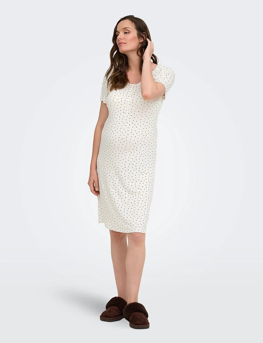 Only Maternity - OLMNINA SS ONECK PLACKET MIDI DRESS JRS - t-shirtkjoler - cloud dancer - 5
