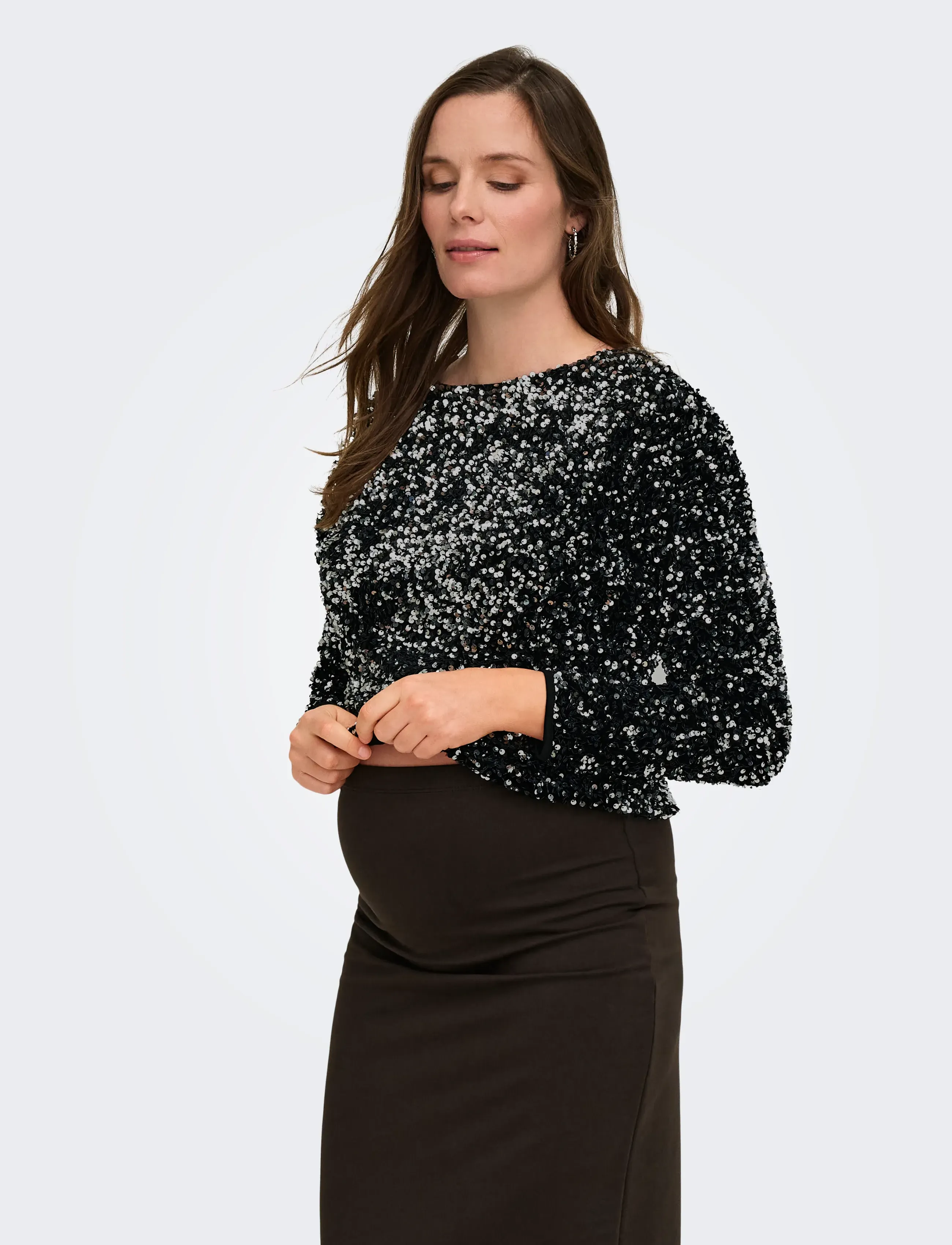 Only Maternity - OLMDAIZA PALI L/S BOATNECK TOP JRS - black - 0