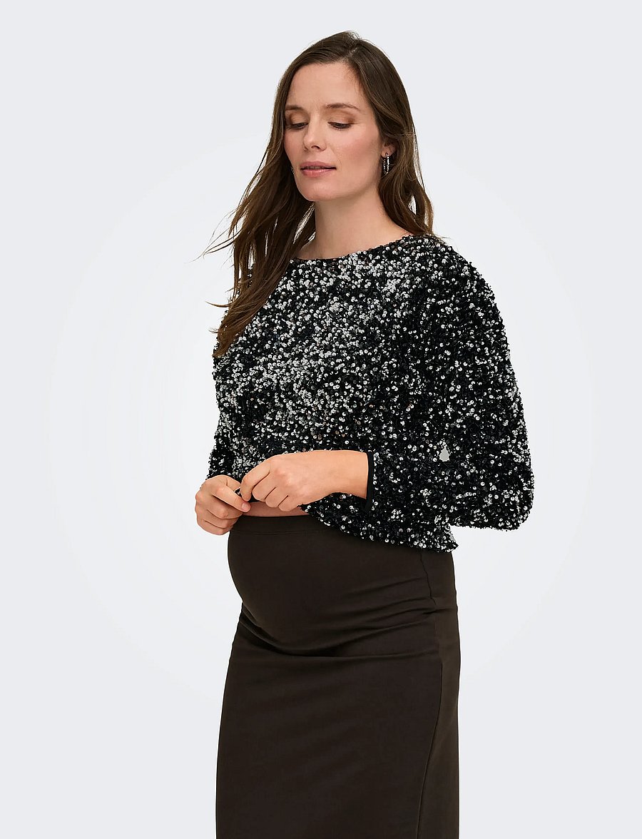 Only Maternity - OLMDAIZA PALI L/S BOATNECK TOP JRS - black - 0