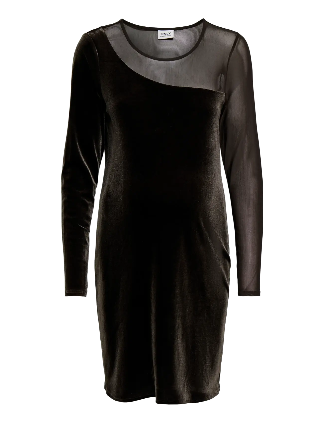 Only Maternity - OLMSMOOTH L/S MESH MIX MINI DRESS JRS - party dresses - chocolate torte - 1