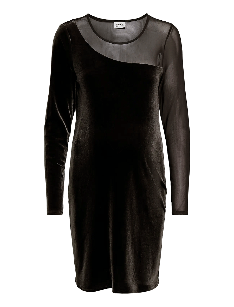 Only Maternity - OLMSMOOTH L/S MESH MIX MINI DRESS JRS - party dresses - chocolate torte - 1