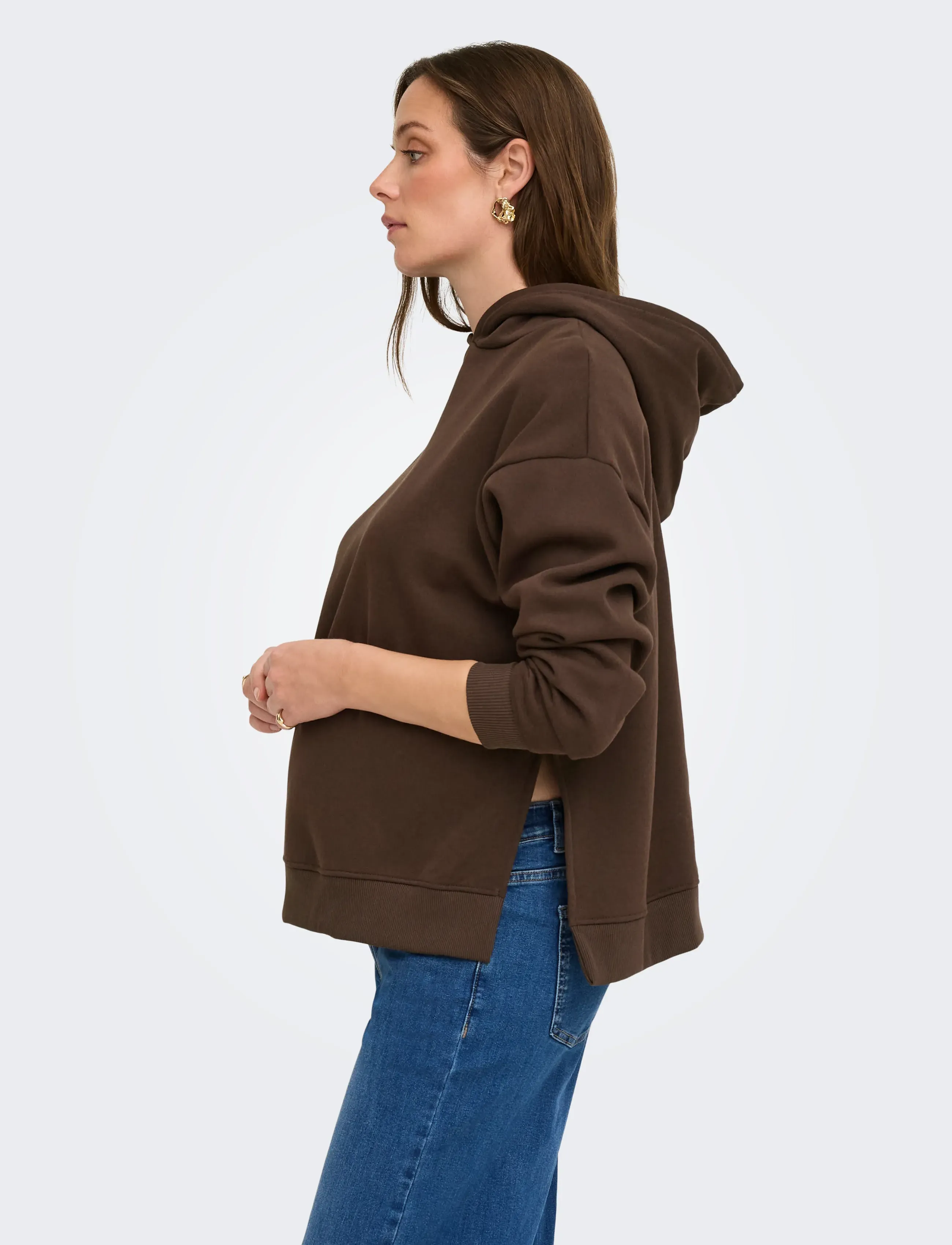 Only Maternity - OLMCOSITA BASE L/S SLIT HOOD SWEAT JRS - laveste priser - coffee bean - 0