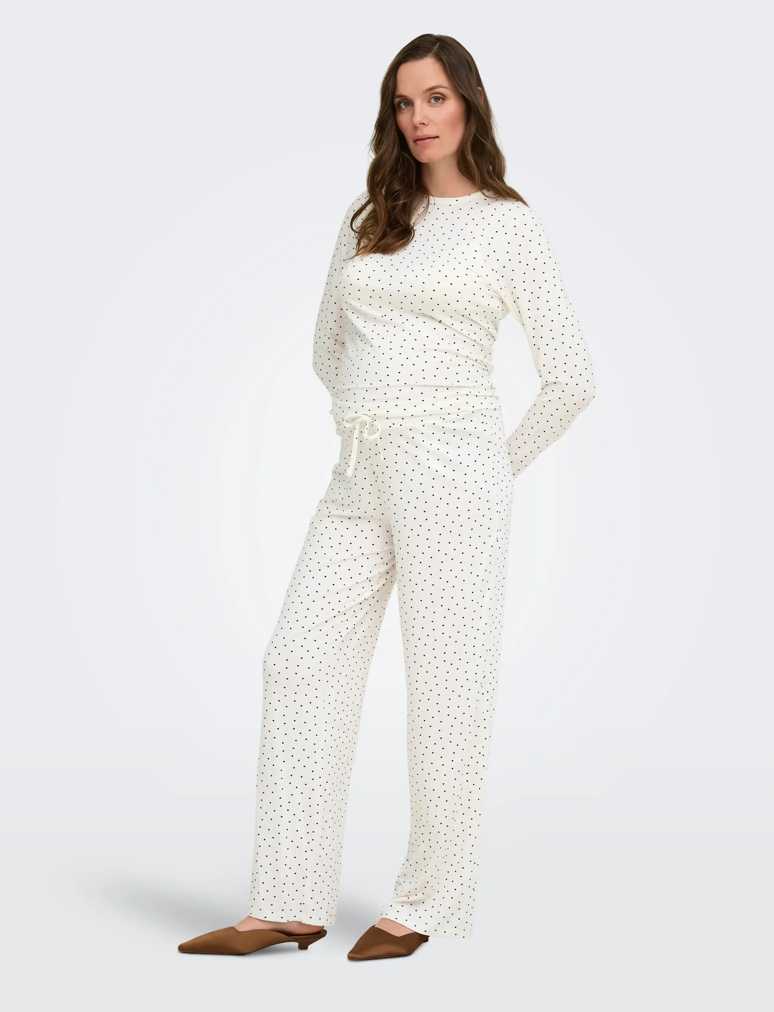 Only Maternity - OLMNINA LS AOP TOP/U/B PANT SET JRS - efterårsbesparelser - cloud dancer - 0