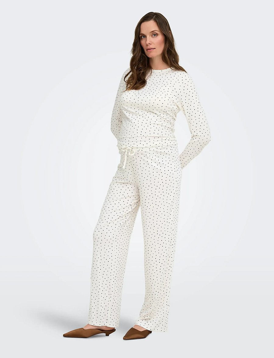 Only Maternity - OLMNINA LS AOP TOP/U/B PANT SET JRS - unterwäsche - cloud dancer - 0
