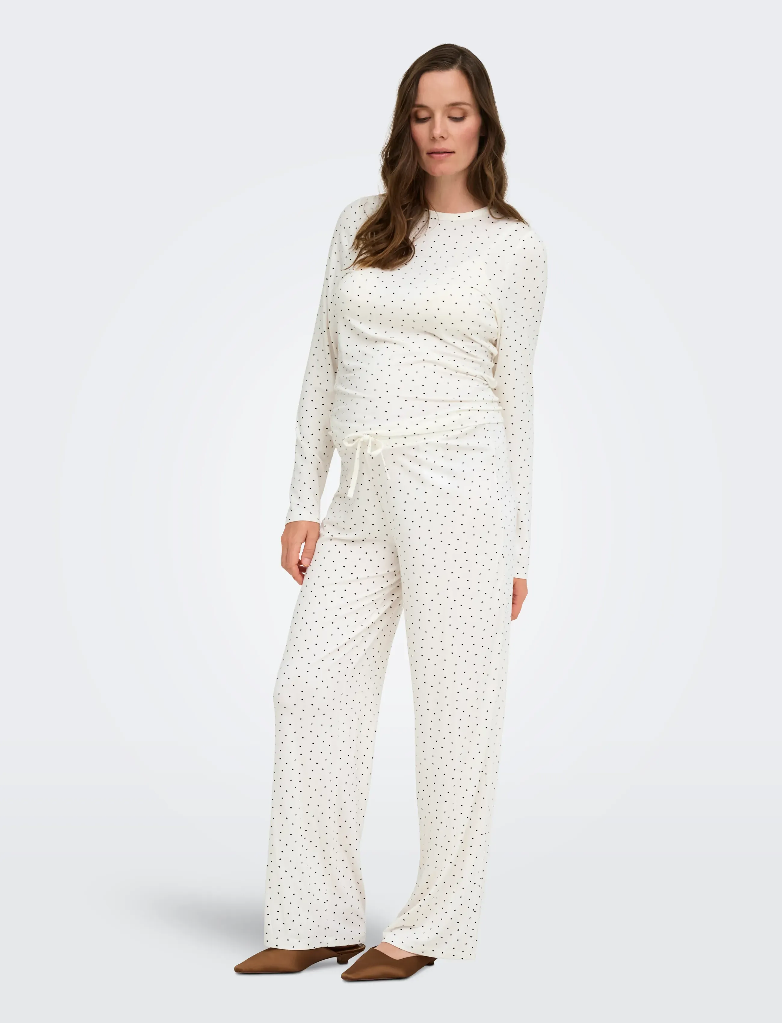 Only Maternity - OLMNINA LS AOP TOP/U/B PANT SET JRS - efterårsbesparelser - cloud dancer - 5