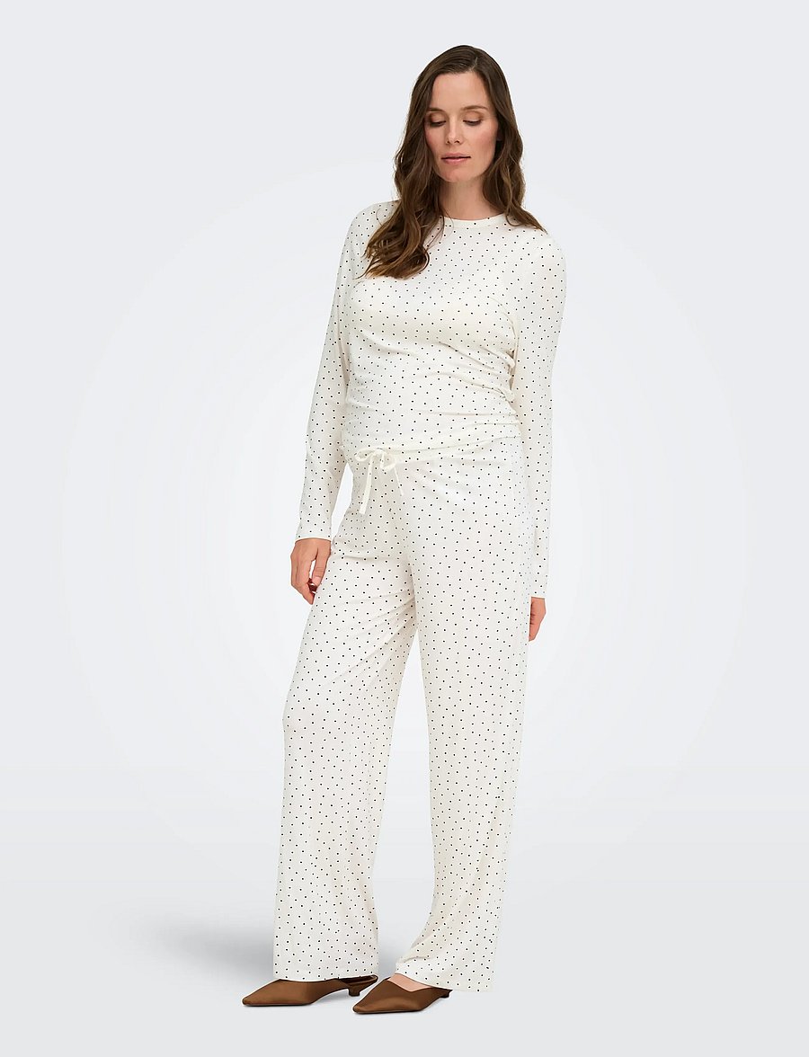 Only Maternity - OLMNINA LS AOP TOP/U/B PANT SET JRS - unterwäsche - cloud dancer - 5