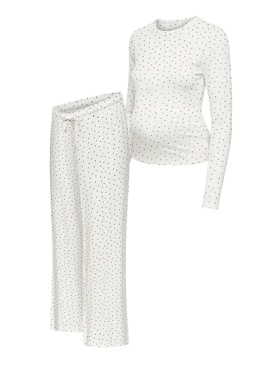 Only Maternity - OLMNINA LS AOP TOP/U/B PANT SET JRS - kodu- ja ööriided - cloud dancer - 2