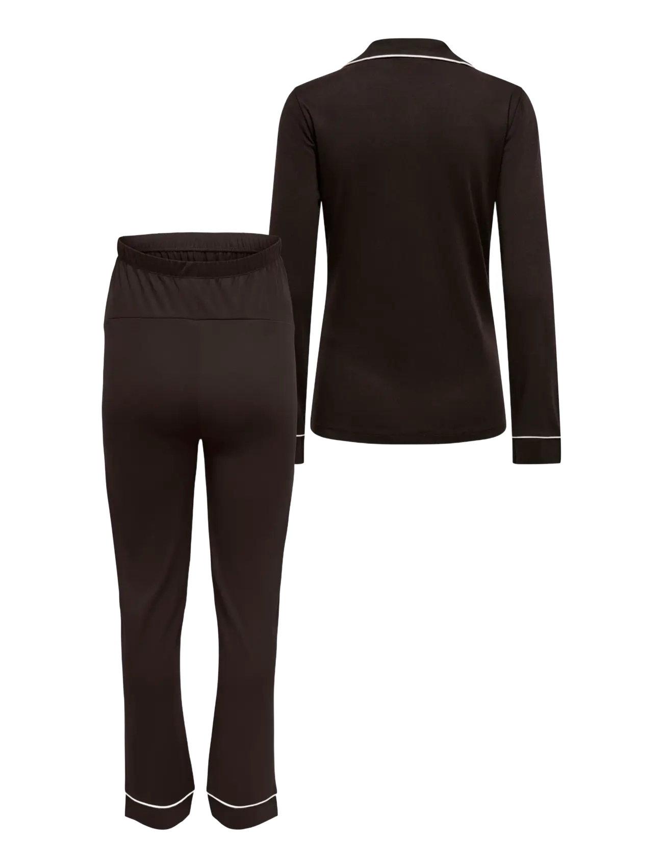 Only Maternity - OLMHANNA LS PIPING SHIRT/HW PANT SET JR - kodu- ja ööriided - chocolate plum - 1