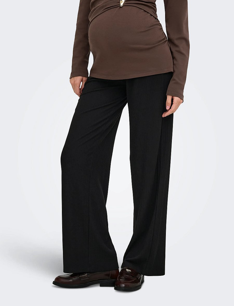 Only Maternity - OLMMALAYA O/B WIDE PANT JRS - laia säärega püksid - black - 0