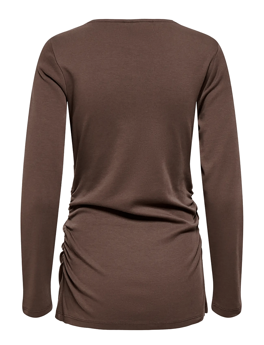 Only Maternity - OLMEVALYN L/S BOATNECK TOP JRS - pikkade varrukatega topid - chocolate martini - 1