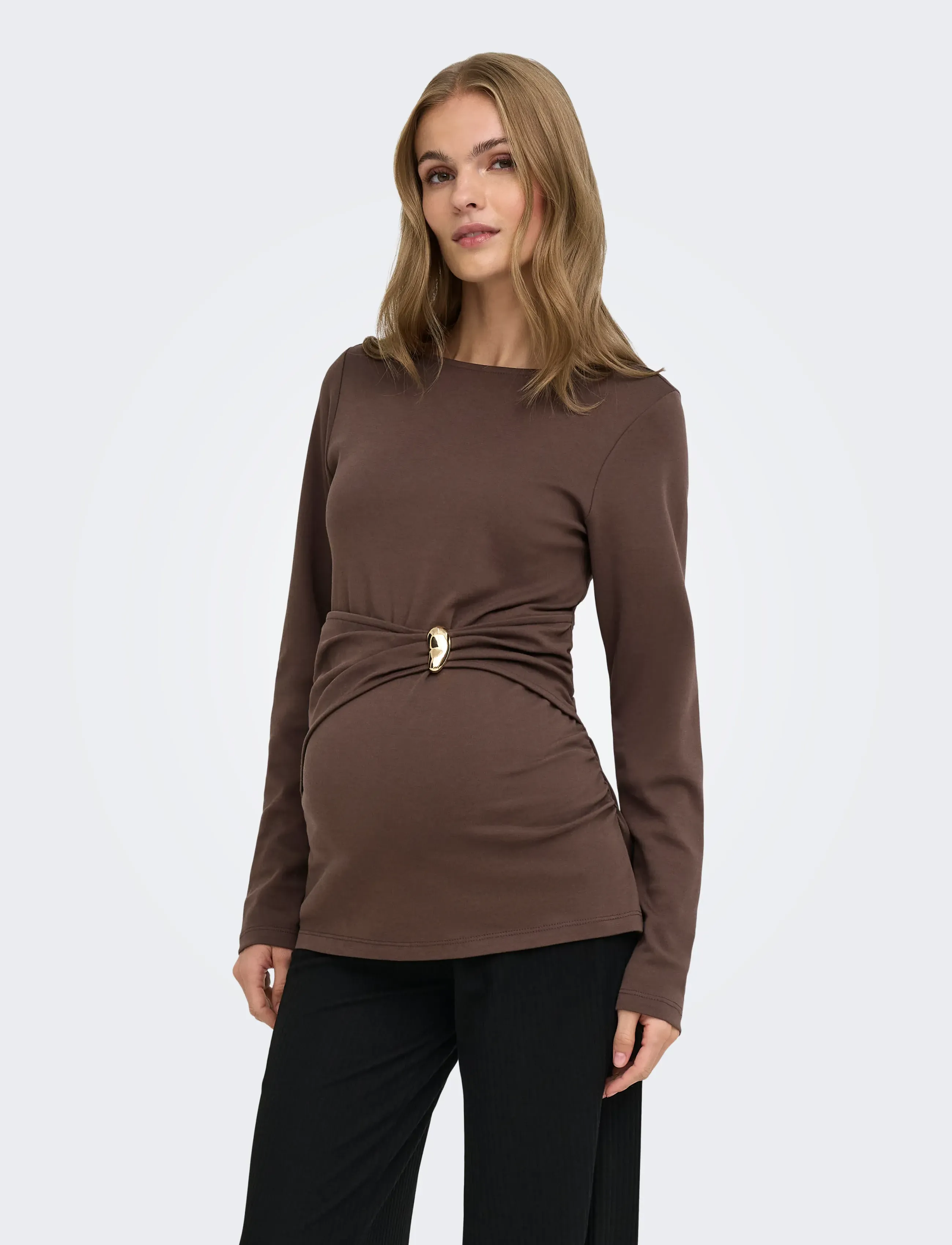 Only Maternity OLMEVALYN L/S BOATNECK TOP JRS - Langärmlige Tops - CHOCOLATE MARTINI / brown