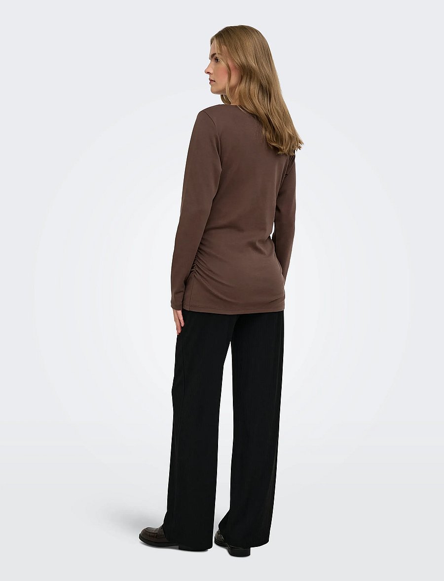 Only Maternity - OLMEVALYN L/S BOATNECK TOP JRS - long-sleeved tops - chocolate martini - 4